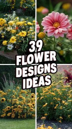 flowers that are in different stages of blooming and the words, 39 flower designs ideas