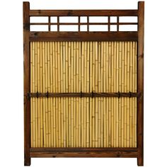 a bamboo bed frame with wooden slats