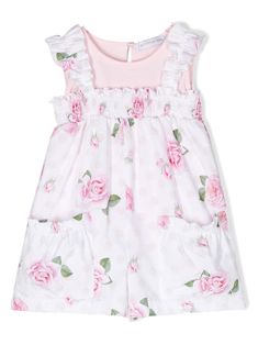 light pink/white cotton rose print ruffled detailing shirred panel square neck sleeveless two front patch pockets co-ordinating sleeveless vest Sleeveless Vest, Rose Print, Two Piece Sets, Two Piece Set, Baby Wearing, Square Neck, White Cotton, Steve Madden