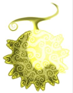 an artistic image of a yellow and white swirly sunburst ornament