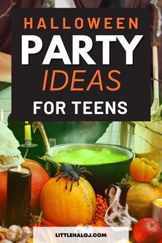 halloween party ideas for teens with text overlay