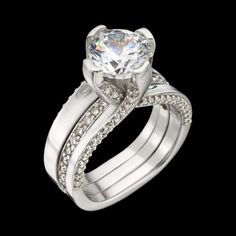 a white gold ring with diamonds on it