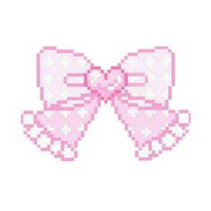 a pixelated pink bow with white stars on the top and bottom, against a white background