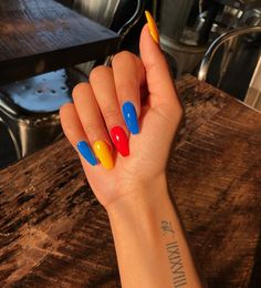 want more pins like this? follow @caelanserafina for more!💘 ig: @cae_teixeira snap: caelanserafinaa Multicolored Nails, Primary Colours, Colorful Nail Designs, Beach Nails, Yellow Nails, Minimalist Nails, Matte Nails, Gorgeous Nails, Cute Acrylic Nails