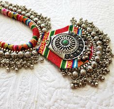 Bohemian Summer Festival Jewelry, Bohemian Summer Jewelry For Festive Occasion, Bohemian Summer Festive Jewelry, Silver Necklaces For Summer Festivals, Multicolor Oxidized Bohemian Necklaces, Bohemian Multicolor Necklaces With Oxidized Finish, Afghani Jewelry, Rainbow Pendant, Festival Jewelry