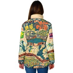 Hawaii Flag Women Padded Jacket Coat Of Arm Style With stand-up collar and quilted lining, this padded jacket can keep you from feeling cold. Polyester design area. Polyester cotton-like padded lining. Zipper closure, two pouch pockets. Stand-up collar and quilted lining. Machine wash cold. The print on garment body is unable to fade Casual Quilted Jacket With Fleece Lining, Casual Quilted Outerwear With Stand Collar, Multicolor Long Sleeve Puffer Outerwear, Quilted Long Sleeve Parka For Cold Weather, Casual Multicolor Puffer Jacket, Casual Multicolor Long Sleeve Puffer Jacket, Casual Patchwork Puffer Jacket, Casual Long Sleeve Patchwork Puffer Jacket, Casual Quilted Long Sleeve Windbreaker