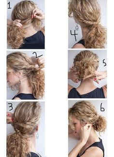 Curly Hair Step By Step, Easy Hairstyles For Curly Hair, Hair Step By Step, Quick Curly Hairstyles, Messy Curly Hair, Medium Length Curly Hair, Curly Updo, Curly Hair Updo, Medium Curly Hair Styles