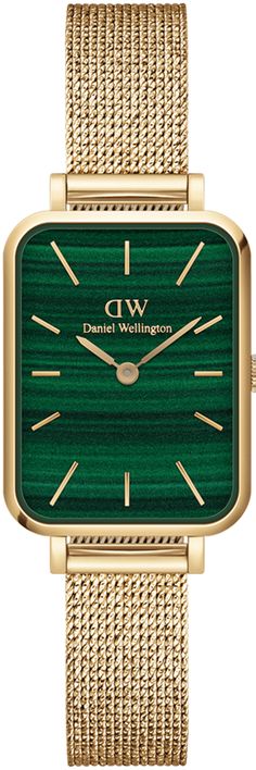 Classic Gold Watch With Square Face, Elegant Gold Square Face Watch, Elegant Gold Square-faced Watch, Timeless Gold Square Watch, Luxury Green Watch With Rectangular Dial, Elegant Green Rectangular Watches, Elegant Green Rectangular Watch, Elegant Green Watch As A Gift, Green Rectangular Watches For Formal Occasions