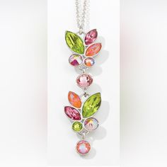 This Is So Fresh And Pretty- New For 2023. The Bountiful Blooms Necklace Is Crafted Out Of Rhodium Plated Silver With Crystals Hand Set In Citrus, Light Rose, Aurore Boreale, Orange Glow Delite, Rose And Rose Shimmer. The Pendant Is 2.5 Inches Long And Comes On An Adjustable Chain That Zips To Any Length 15-20 Inches. New In Box Retail $129 New For 2023, Orange Glow, Swarovski Crystal Hearts, Halo Necklace, Swarovski Crystal Necklace, Gold Cross Pendant, Gold Statement Necklace, Swarovski Necklace, Light Rose