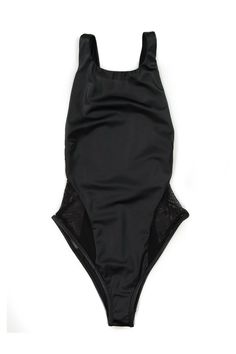 a black one piece swimsuit on a white background