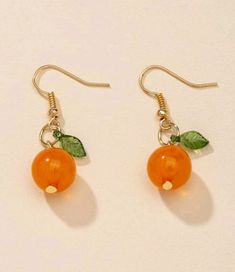 Casual Orange Earrings, Trendy Orange Dangle Earrings, Trendy Orange Round Earrings, Style Gothic, Fruit Earrings, Orange Earrings, Funky Jewelry, Bijoux Diy