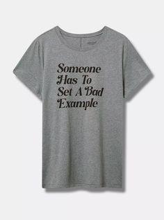 Bad Example Classic Fit Heritage Jersey Crew Tee Graphic Tee Sayings Funny Shirts, Mom Brain Shirt, Cute Gifts To Cheer Someone Up, Funny Mom Shirts Cricut, Plus Size Cruise Shirts, Jersey Knit Fabric, A Bad, Knit Jersey, Knit Fabric