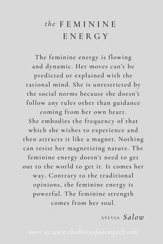 the feminine energy is flowing and dynamic her moves can't be practed or explanated