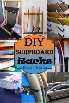 DIY Surfboard Racks Surf Board Holder, Board Storage Rack, Paddle Board Rack Diy Storage Ideas, Horizontal Surfboard Rack, Surfboard Rack Diy Stand Up, Diy Paddle Board Rack, Surf Board Storage Ideas