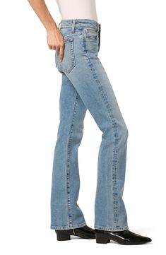 Update your denim collection with a pair of versatile jeans cut from a stretch-infused denim with a leg-lengthening high-rise waist and bootcut silhouette. 34" inseam; 10" rise, 17 3/4" leg opening Zip fly with button closure 79% cotton, 20% polyester, 1% elastane Machine wash, tumble dry Imported Concert Looks, Denim Collection, Flip Flop Slippers, Baby Boy Shoes, Sweaters And Leggings, Comfortable Dress, Baby Size, Toddler Sizes