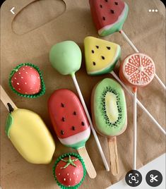 there are many different fruits on the stick