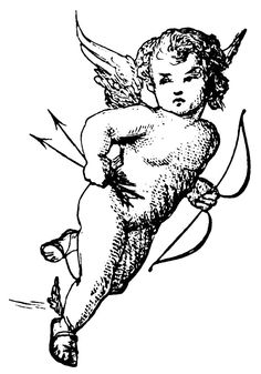 an ink drawing of a cupid angel with arrows in his hand royalty photo and royalty illustration