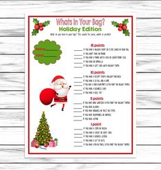 a printable christmas game with santa clause