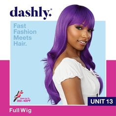 Sensationnel Dashly Synthetic Full Wig - Unit 13 Fast Fashion Meets Hair. An Essential Addition To Your Wig Stash Ready-To-Wear Styles Made with Heat Resistant Fiber Available in Fashion Forward Colors Dress It Up or Dress It Down Safe Up To 350°F - 400°F Color Shown: T2/PURPLE Colors Dress, Lace Caps, Full Wigs, Womens Wigs, Fast Fashion, Black Women Hairstyles, Easy Wear, Color Show, Wig Hairstyles