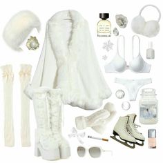 Icecore Outfit, Russian Core Outfits, White Party Outfit Winter, Frosty Outfit, Winter Themed Outfits, Stylish Outfits Winter, White Boots Aesthetic, Winter Princess Outfit, Wintercore Outfits