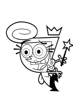 the cartoon character person with a crown on his head holding a wand and stars in his hand