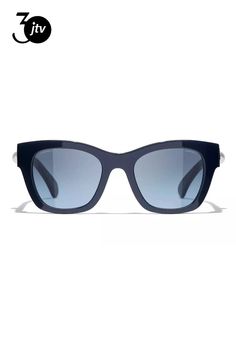 Chanel CH5478-1643 Navy Blue Frame "CC" Logo in Heart & Pearl Accent / Blue Gradient Lens Sunglasses. Measurements are 51 x 21 x 140mm. Navy Chanel, Blue Sunglasses, Blue Frame, Blue Gradient, Blue Frames, Cc Logo, Chanel, Navy Blue, Sunglasses