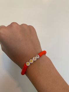 This is a red wwjd (what would Jesus do) clay bead bracelet. Red Smiley Face Clay Bracelet, Villa Rica, What Would Jesus Do, Clay Bead Bracelet, Clay Bead, May 1, Clay Beads, Bead Bracelet, Etsy App