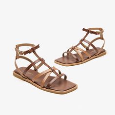 These leather sandals are characterized by the square toe, clean silhouette, narrow bands and miniature hardware details, presented here across the Leather Beach Sandals in mixed colors. Upper: 100% Calfskin Lining: 100% Microfiber Insole: 100% Microfiber Outsole: 100% Rubber Heel Height: 1.5 cm Weight: 1kg Trendy Brown Sandals With Square Toe, Trendy Brown Square Toe Sandals, Leather Sandals With Square Toe For Vacation, Flat Gladiator Sandals, Womens Gladiator Sandals, Slide Slippers, Sandals Flat, Slippers For Women, Heel Design