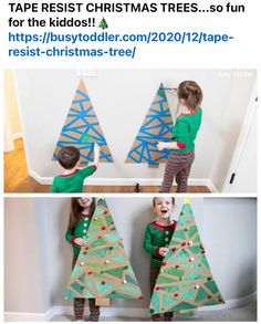 Art Activity For Kids, Cardboard Christmas Tree, Christmas Tree Art, Art Activity, Christmas Activities For Kids, Paper Roll Crafts, Daycare Crafts, Preschool Christmas