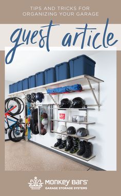 there is a storage rack with many items on it and the words guest article above it