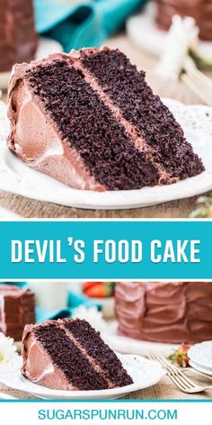 a slice of devil's food cake on a plate