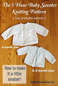 the baby sweater knitting pattern is shown with instructions for how to make it