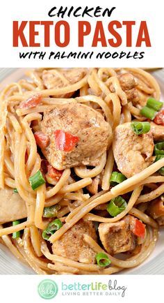 chicken keto pasta on a plate with noodles