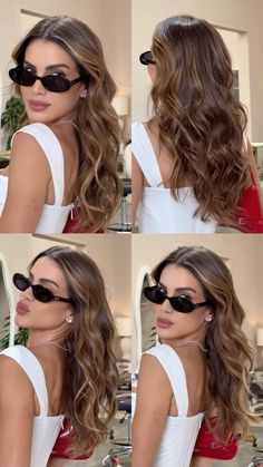 Camila Coelho Hair, Sunkissed Brunette Hair, Red Hair Inspo, Honey Hair, Long Brown Hair, Brown Blonde Hair