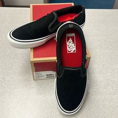 Black And White Slip On Pro Vans Pop Cush Soles Brand New With Box Womens 9 Mens 7.5 Emo Shoes, Van Color, Vans Black And White, Vans Black, White Slip, Shoes Brand, Womens Vans, Vans Shoes, Shoe Brands