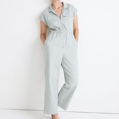 Size: 10 Color: Sage Mist Item #: Ao246 Description From Madewell: Our Favorite One-And-Done Coverall Gets A Refresh With Cap Sleeves, Tapered Legs And A Comfy Elastic Waist. A Zipper Down The Front Makes For Speedy On-And-Offs (And There's A Little One On The Chest Pocket Too, Because Workwear). So Cute, So Easy. - Fitted, Waisted. - Do Well: We Partner With The Better Cotton Initiative To Improve Cotton Farming Globally. - Cotton. - Machine Wash. Cotton Jumpsuits And Rompers With Pockets For Work, Cotton Workwear Jumpsuits And Rompers With Pockets, Casual Jumpsuits And Rompers With Buttoned Pockets For Work, Spring Workwear Jumpsuits And Rompers With Patch Pockets, Relaxed Fit Jumpsuits And Rompers With Pockets For Work, Relaxed Fit Jumpsuits And Rompers With Pockets For Daywear, Spring Jumpsuits With Patch Pockets, Workwear Jumpsuits And Rompers With Pockets, Casual Workwear Jumpsuits And Rompers With Slip Pockets