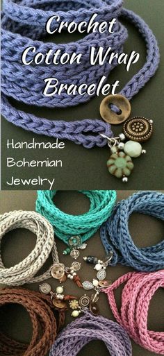 the crochet cotton wrap bracelet is made with bohemian jewelry