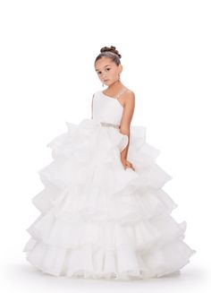 This Ashley Lauren Kids 8217 Long Ruffle Layer Girls Pageant Ballgown Bow Crystal Belt Gown is perfect for any special occasion! Elegantly crafted with an organza ball gown silhouette and one shoulder bustier, this dress also features beaded details along the waist line and luxurious ruffles throughout the skirt. The waistband and shoulder strap are both beaded for added glam. One shoulder Sizes: 12 Colors: Aqua Pageant Dresses For Kids, Comunion Dresses, Comunion Dress, Organza Ball Gown, Gown Silhouette, Kids Pageant, Pageant Life, Ashley Lauren, Interview Dress