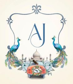 an advertisement with peacocks and the letter j