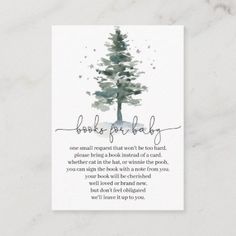 a christmas card with the words look up baby and a pine tree on it's side