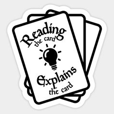 two cards that say reading is the card explains the card