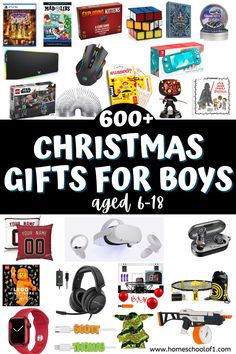 christmas gifts for boys with text overlay that reads, 600 christmas gifts for boys