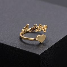 Nothing says personal and stylish like a Custom Name Ring! This gift is perfect for a lover, friend, family member, or most importantly you! This is a timeless piece that will never go out of style. ❤️ Trendy Personalized Open Ring, Trendy Personalized Adjustable Rings, Trendy Gold Initial Ring For Anniversary, Trendy Personalized Rings For Promise, Trendy Personalized Promise Ring, Trendy Personalized Gold Rings, Trendy Personalized Ring Jewelry, Personalized Rose Gold Rings For Valentine's Day, Trendy Personalized Jewelry For Anniversary