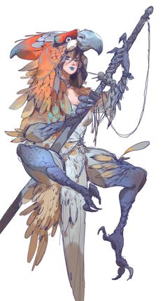 Harpy Monster Art, Bird Woman Character Design, Bird Person Character Design, Bird Woman, Really Cool Drawings, Futuristic Art, Ethereal Art