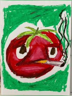 Color Combos Drawing, Weird Oil Pastel Art, Bright Color Drawing, Colored Pencil Drawing Beginner, Tomato Oil Pastel, Oil Pastel Card Ideas, Basic Oil Pastel Drawings, Funky Oil Pastel Art, Trippy Oil Pastel Art