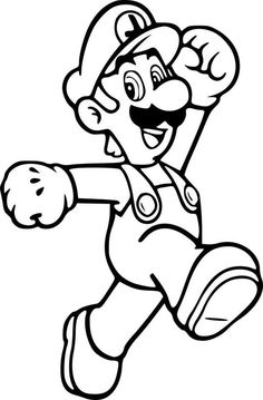 an image of mario running coloring pages