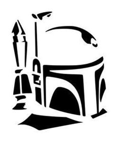 a black and white drawing of a boba fett helmet