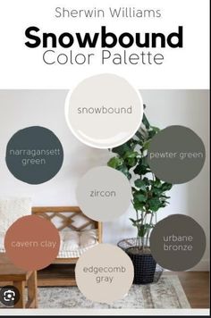 the snowbound color palette is shown in different shades and sizes, including brown, green,