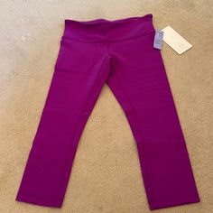 Lulu Lemon Wunder Under Crop Workout Pants. Never Worn. Brand New With Tags Attached Purple Stretch Activewear With Pockets, Casual Solid Pants For Light Exercise, Casual Solid Color Pants For Light Exercise, Casual Pants For Light Exercise, Purple Casual Bottoms For Pilates, Purple Athleisure Workout Pants, Purple Athleisure Pants For Workout, Purple Sportswear Yoga Pants, Casual Purple Moisture-wicking Pants