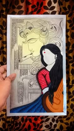 Krishna Radha Desi Art, Bengali Art, Cool Pencil Drawings, Canvas Painting Tutorials, Canvas Painting Designs, Painting Art Lesson, Indian Art Paintings, Book Art Diy